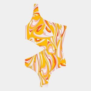 Emilio Pucci Vortici-Print One-Shoulder Swimsuit